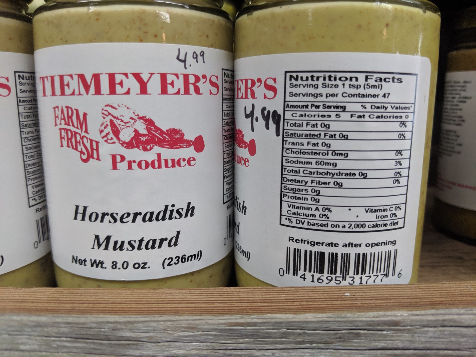 Horseradish Mustard 8 oz jar Tiemeyers Market