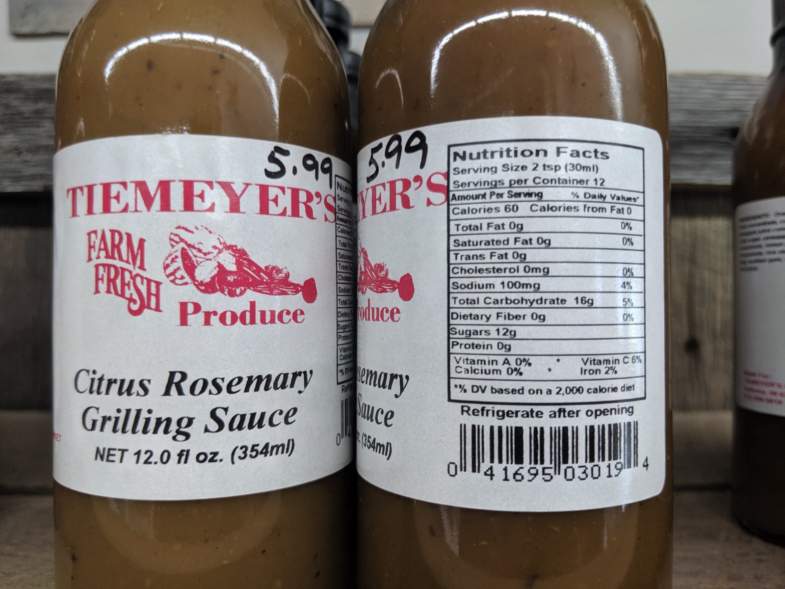 Citrus Rosemary Grilling Sauce 12 oz bottle Tiemeyers Market