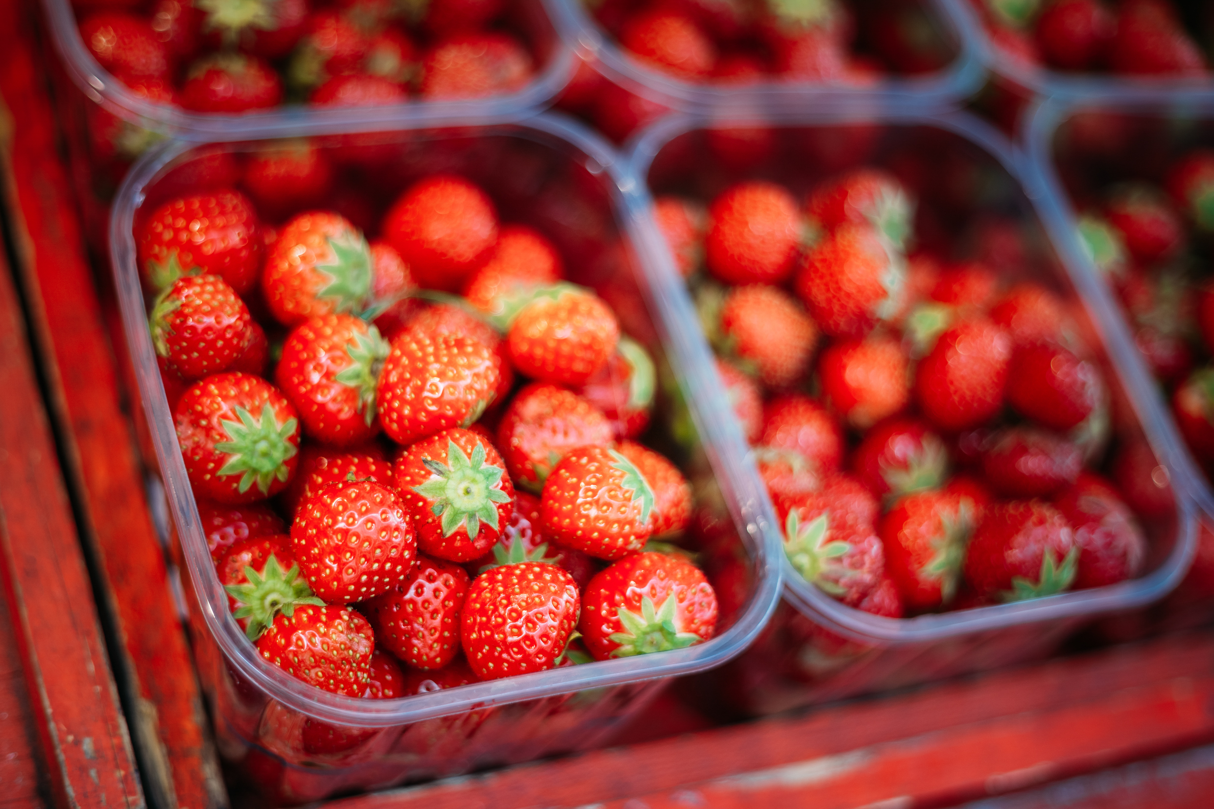 Assortment Of Fresh Organic Red Berries Strawberries At Produce